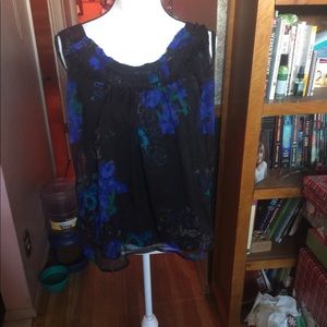 Vibrant blue flowered blouse